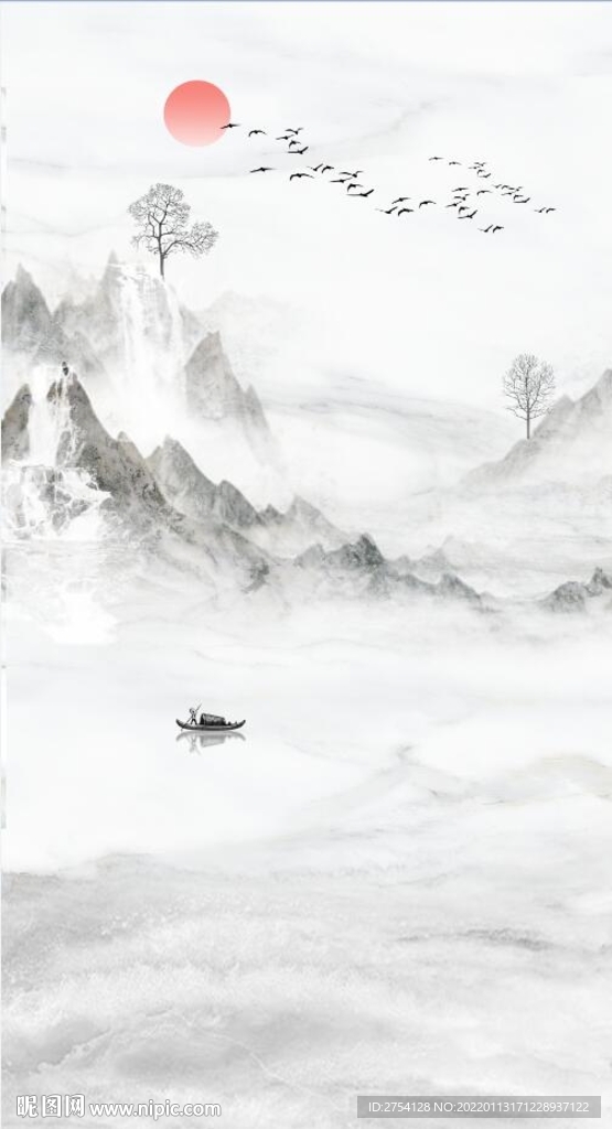 装饰画 水墨山水风景画