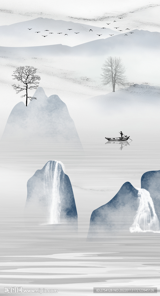 装饰画 水墨山水风景画