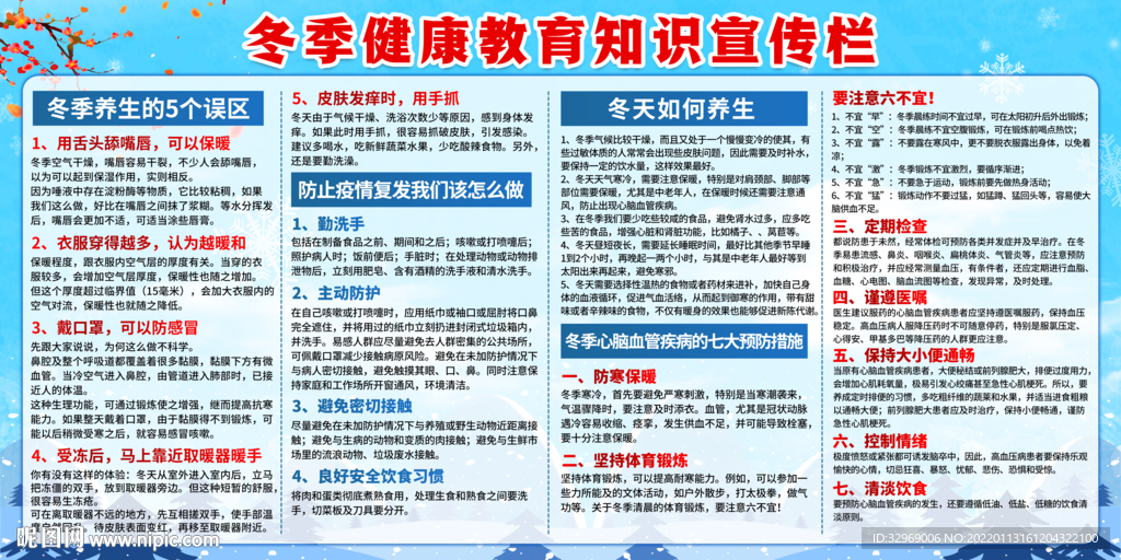 冬季健康教育知识宣传栏