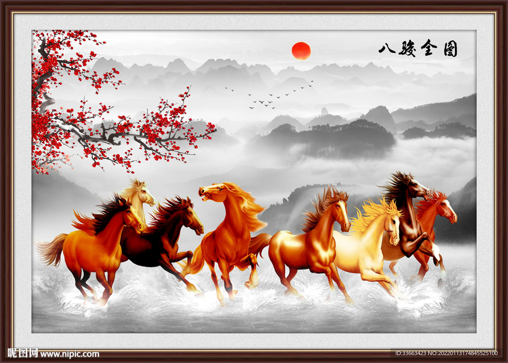 八骏全图 