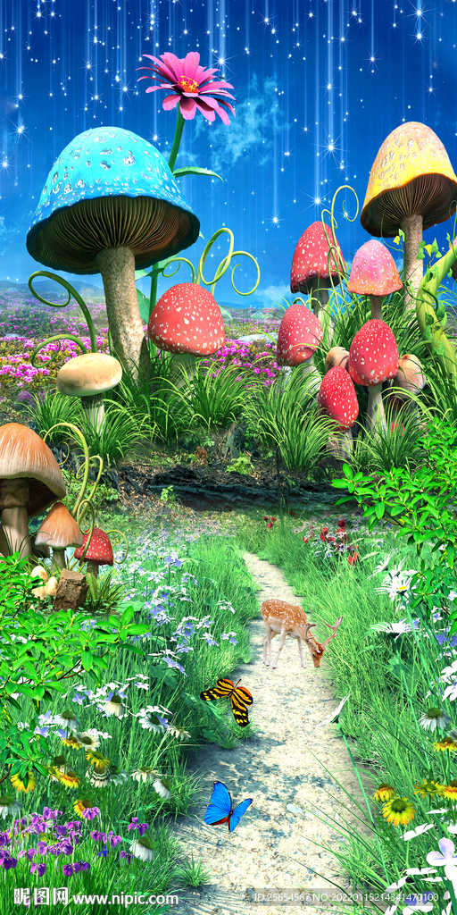 森林蘑菇玄关壁画