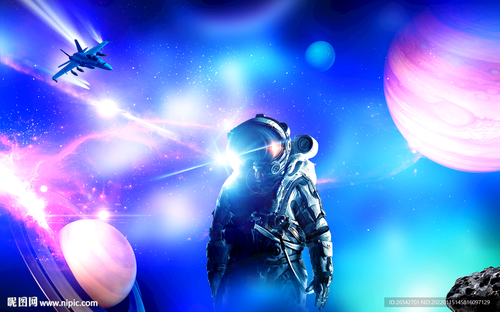 巨幅星空飞船宇航员