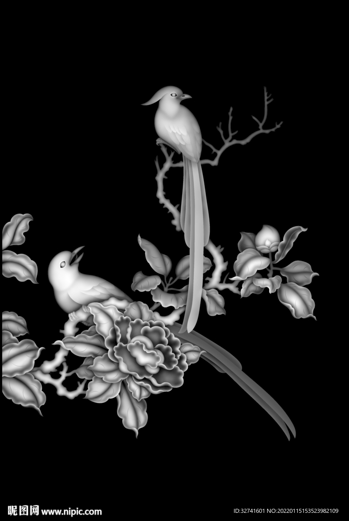 牡丹花鸟