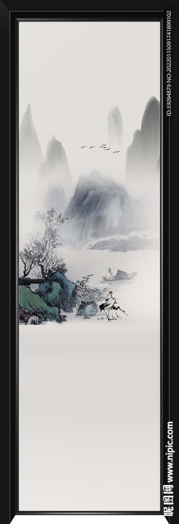高清分层透明底平开门玻璃打印图