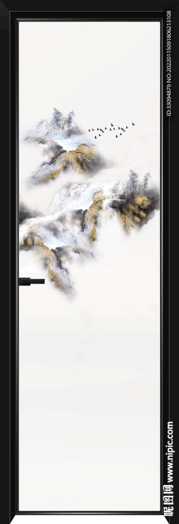 高清平开门玻璃打印图