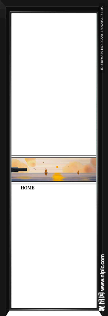 高清分层透明底平开门玻璃打印图