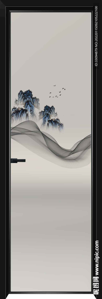 高清分层透明底平开门玻璃打印图