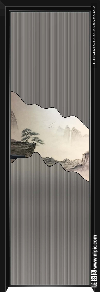 高清分层透明底平开门玻璃打印图