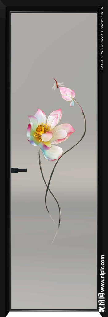 高清分层透明底平开门玻璃打印图