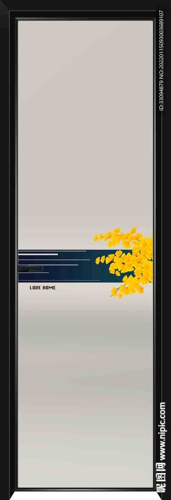 高清分层透明底平开门玻璃打印图