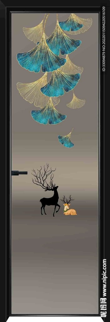 高清分层透明底平开门玻璃打印图