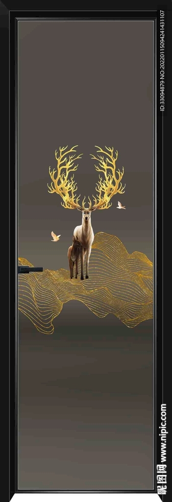 高清分层透明底平开门玻璃打印图