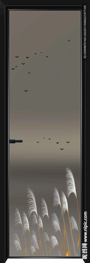 高清分层透明底平开门玻璃打印图