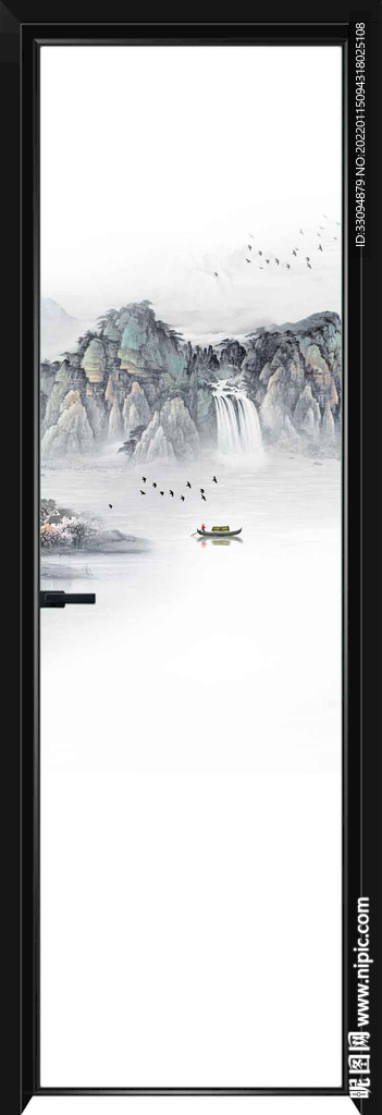 高清平开门玻璃打印图