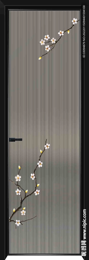 高清分层透明底平开门玻璃打印图