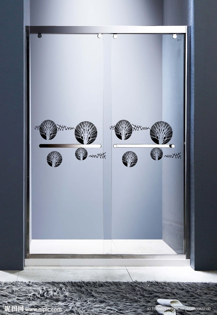 高清分层透明底淋浴房玻璃打印图