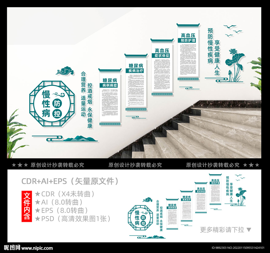 慢性疾病楼梯文化墙
