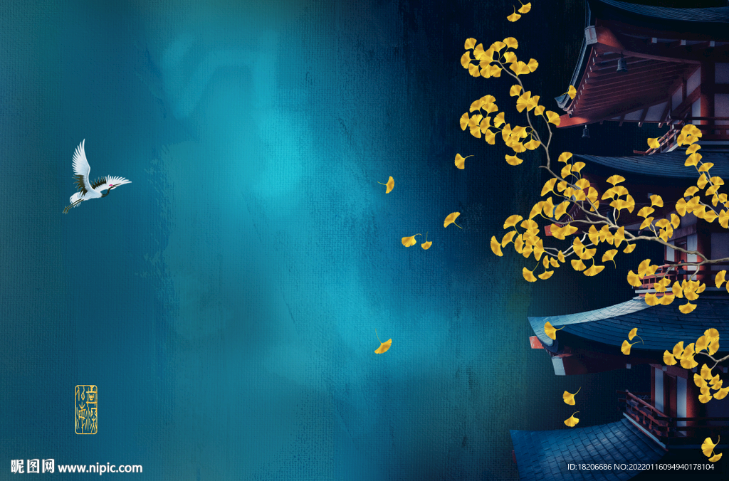 新中式银杏形象墙