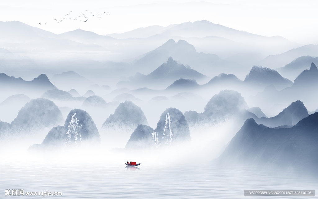 现代 电视中式山水 TIF分层