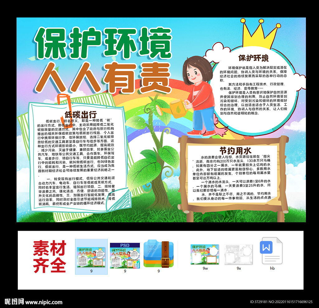保护环境 人人有责 环保小报手