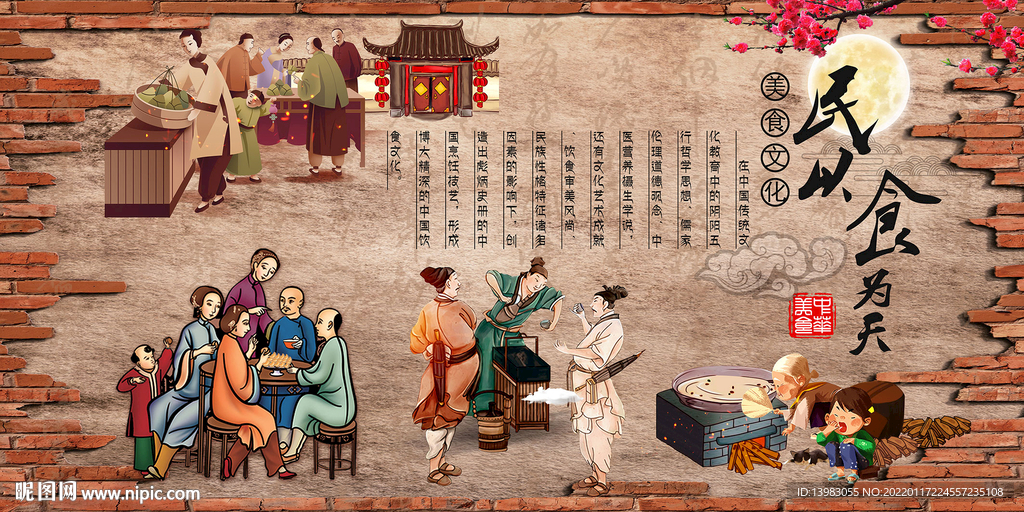 民以食为天壁画海报