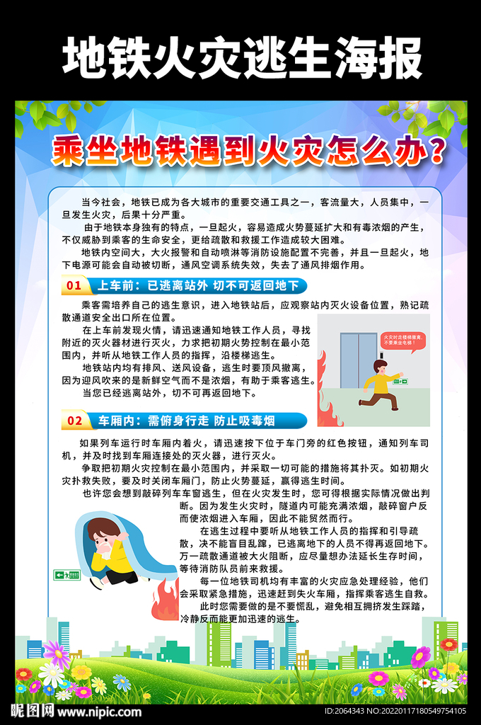 地铁火灾逃生宣传海报