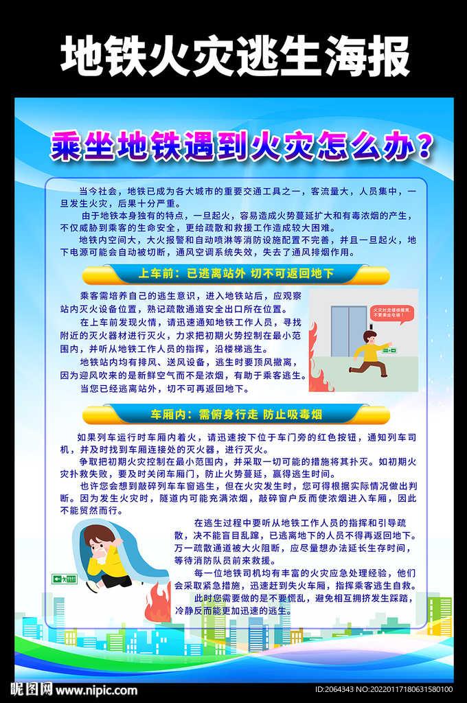 地铁火灾逃生宣传海报
