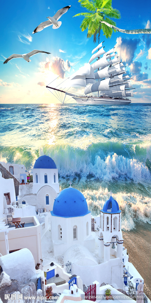 沙滩椰子树风景画玄关