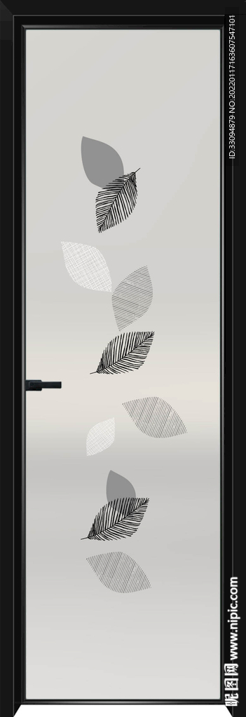 高清分层透明底平开门玻璃打印图