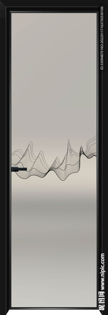 高清分层透明底平开门玻璃打印图