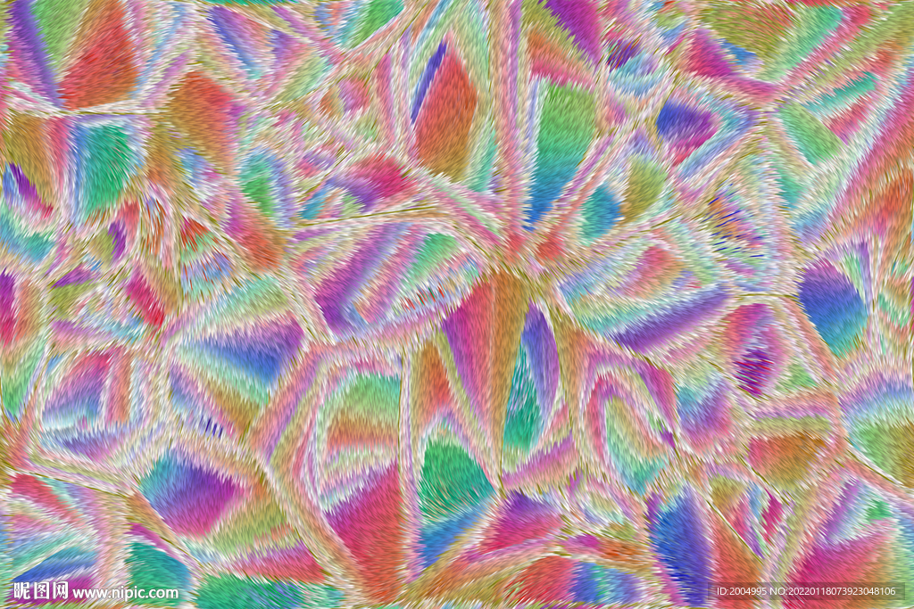 七彩几何毛发印花纹理