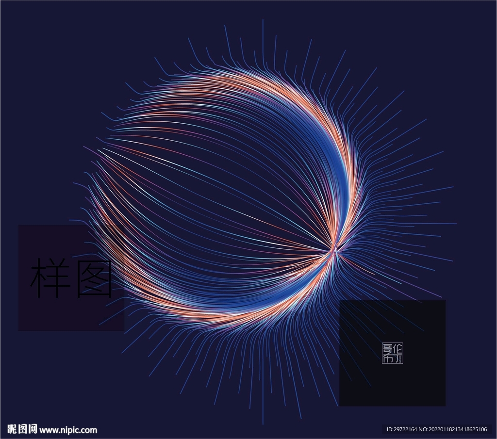圆形线球渐变放射球