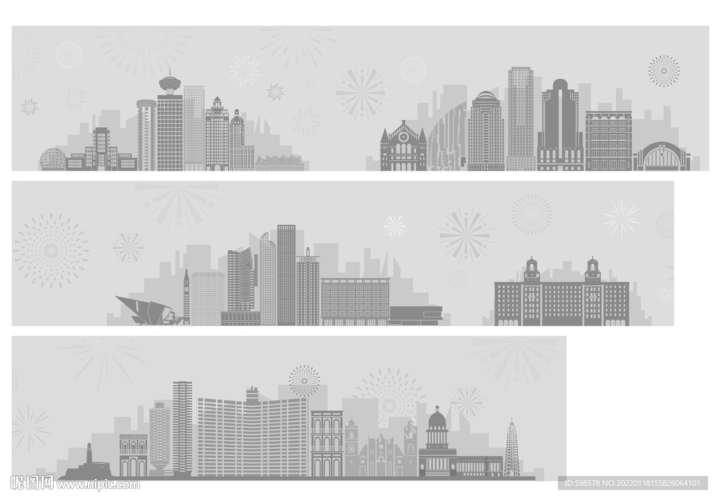 城市剪影墙纸矢量