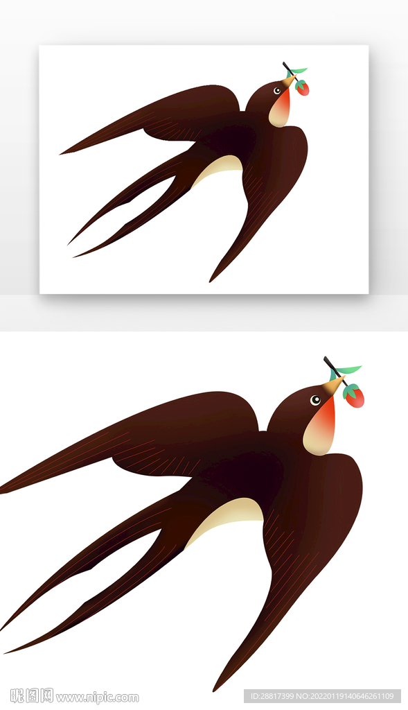 春天立春燕子果子树枝春分插画