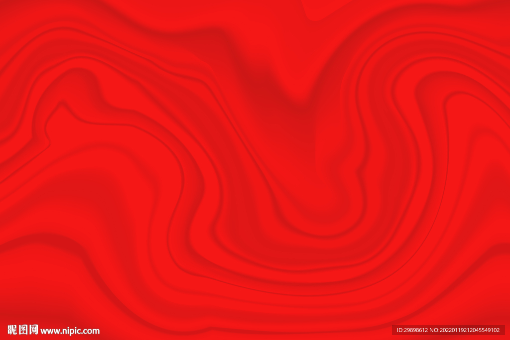 红色丝绸皱褶不规则波浪曲线红布