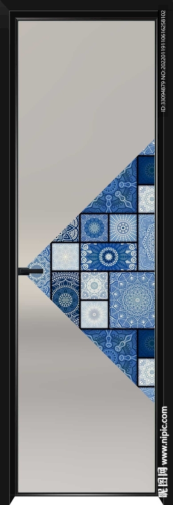 高清分层透明底平开门玻璃打印图