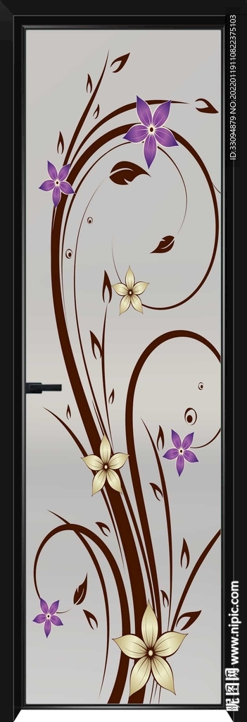 高清分层透明底平开门玻璃打印图