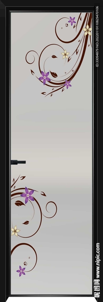 高清分层透明底平开门玻璃打印图