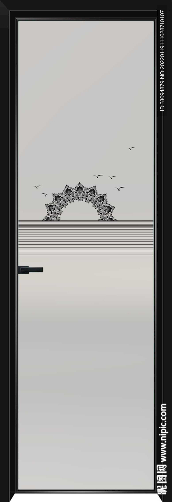 高清分层透明底平开门玻璃打印图