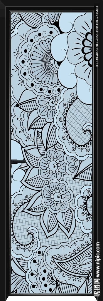 高清分层透明底平开门玻璃打印图