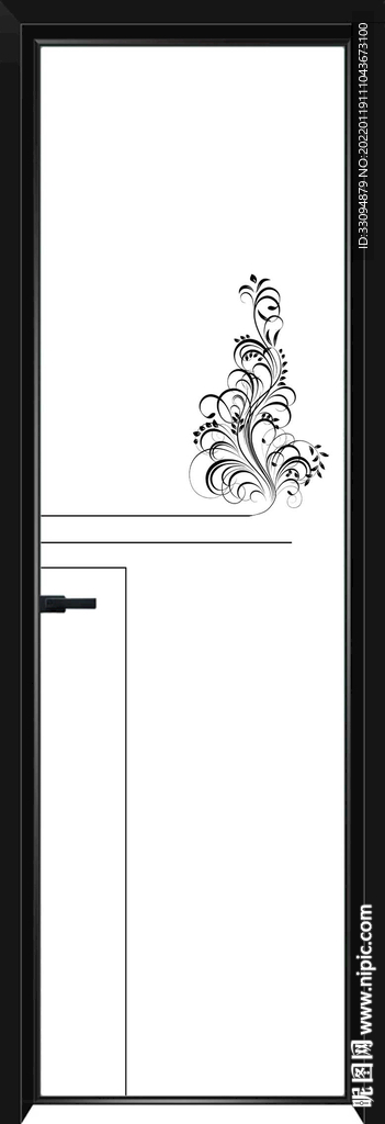 高清分层透明底平开门玻璃打印图