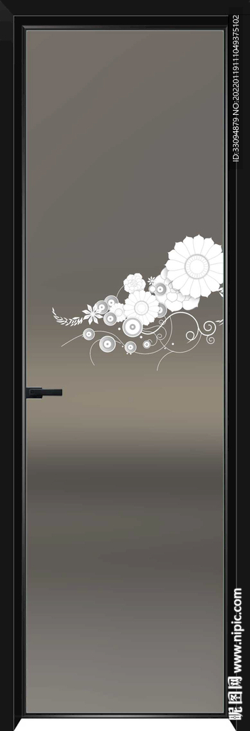 高清分层透明底平开门玻璃打印图