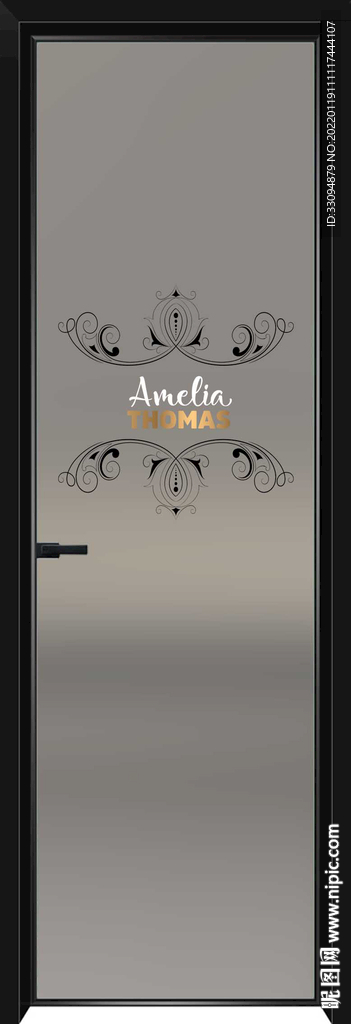 高清分层透明底平开门玻璃打印图