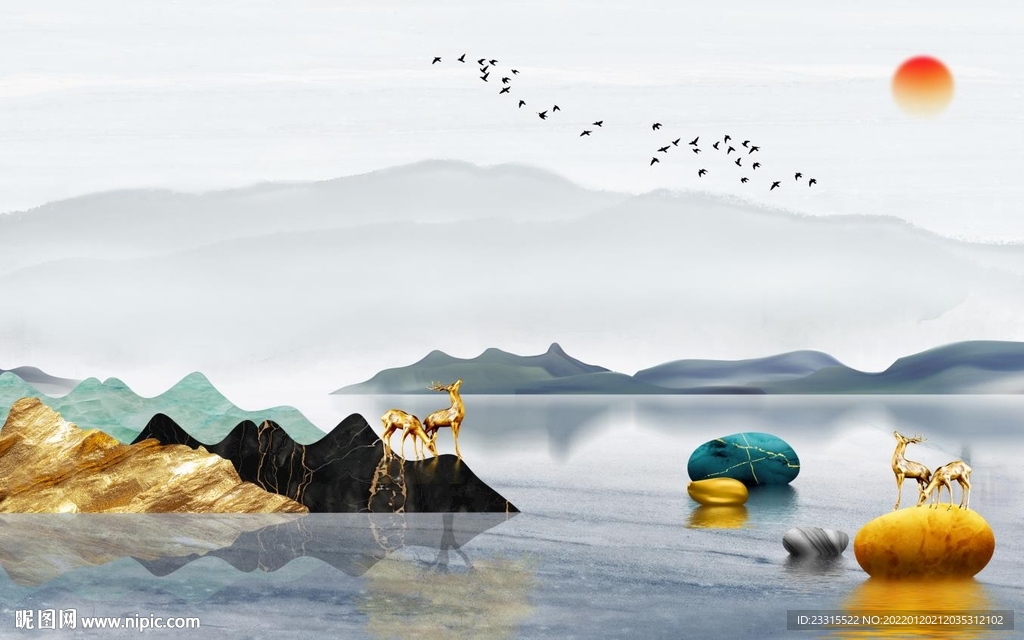 简约现代新中式背景墙