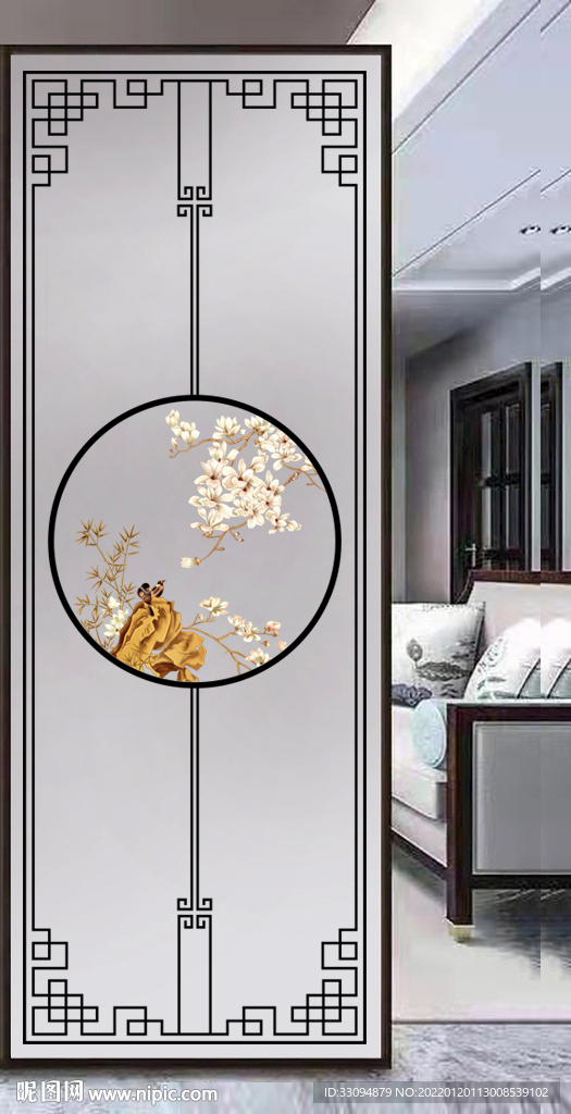 高清分层透明底平开门玻璃打印图