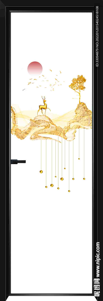 高清分层透明底平开门玻璃打印图