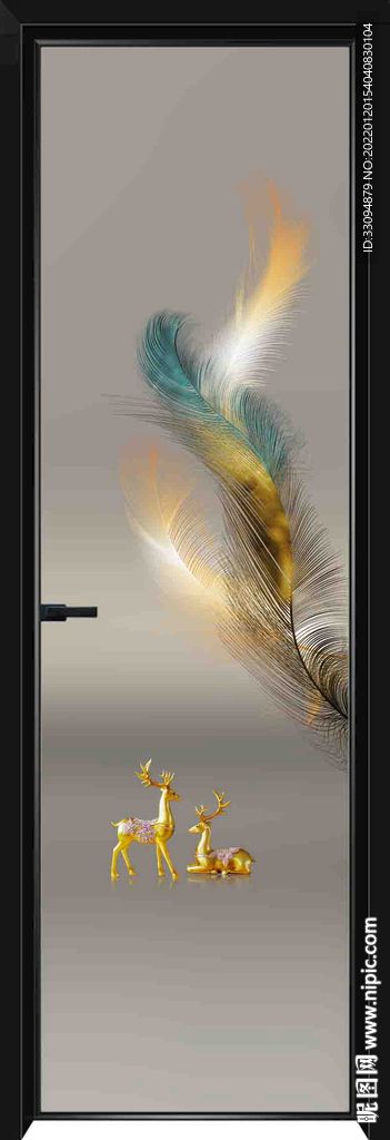 高清分层透明底平开门玻璃打印图