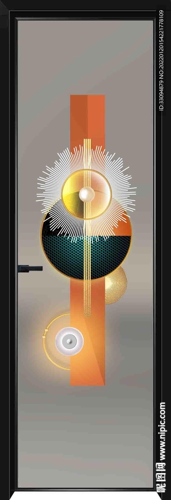 高清分层透明底平开门玻璃打印图