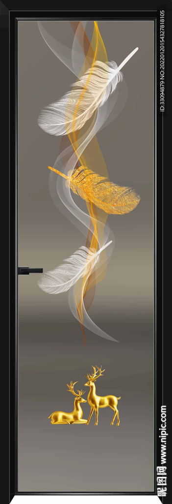 高清分层透明底平开门玻璃打印图