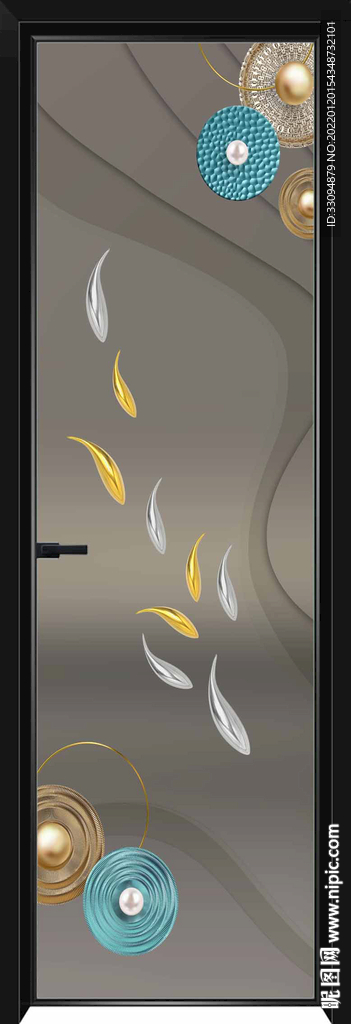 高清分层透明底平开门玻璃打印图